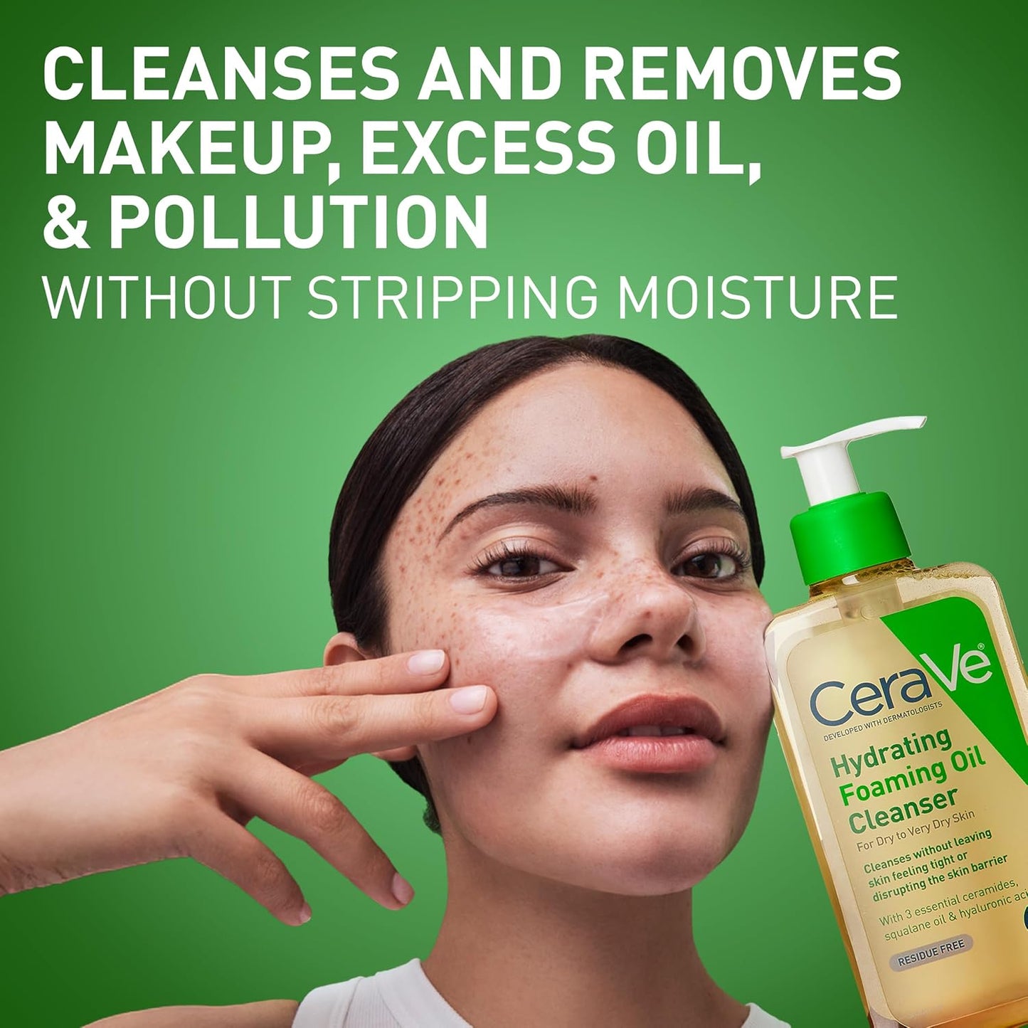 Hydrating Foaming Oil Facial Cleanser with Hyaluronic Acid, 19Oz | Squalane Face & Body Wash with Double-Cleansing Efficacy Removes Makeup without Residue, for Dry to Very Dry Skin