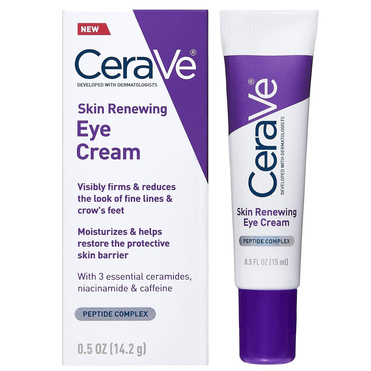 Eye Cream for Wrinkles with Peptides, Caffeine & Niacinamide, 0.5Oz | Dermatologist-Tested Skin Care Formula Targets Crows Feet and Delicate Under-Eye Skin to Visibly Smooth, Restore, and Protect