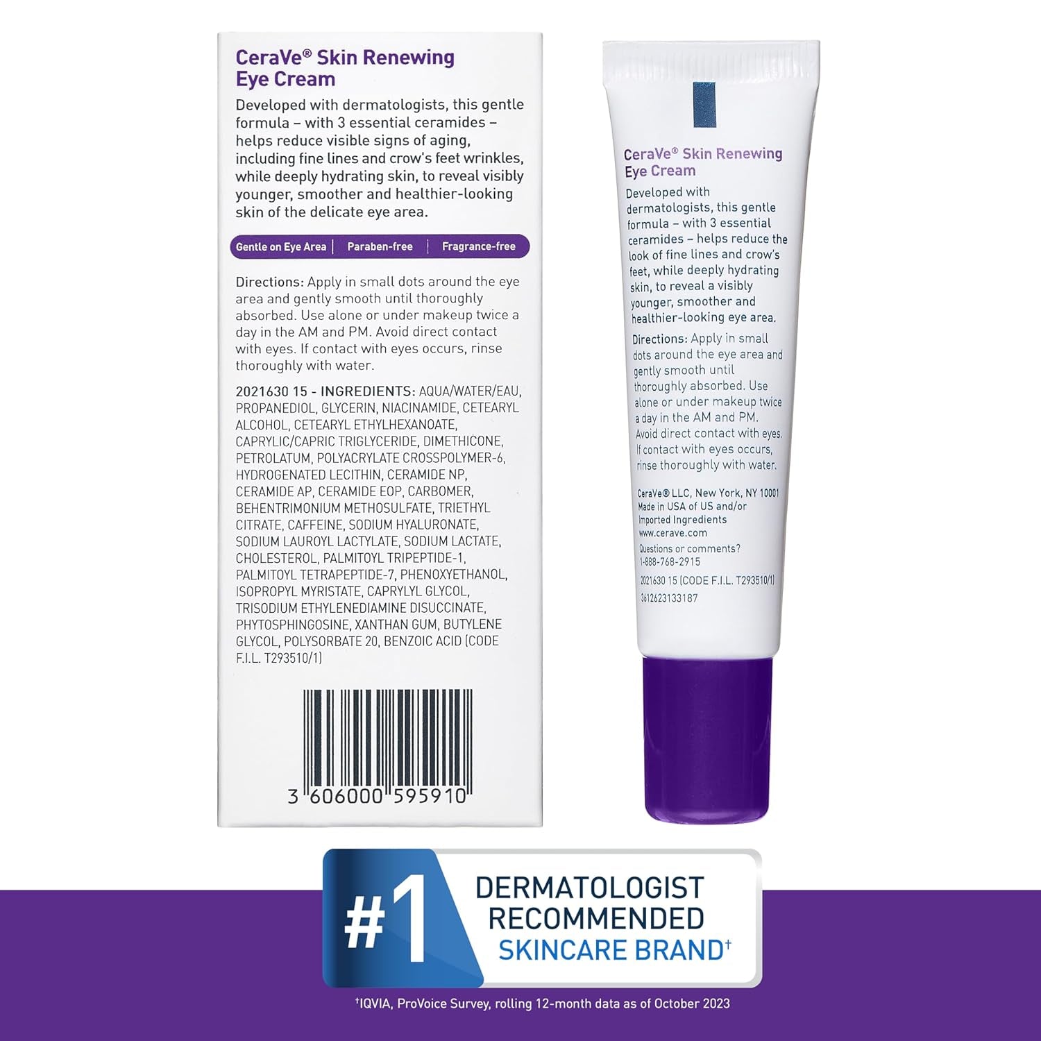 Eye Cream for Wrinkles with Peptides, Caffeine & Niacinamide, 0.5Oz | Dermatologist-Tested Skin Care Formula Targets Crows Feet and Delicate Under-Eye Skin to Visibly Smooth, Restore, and Protect