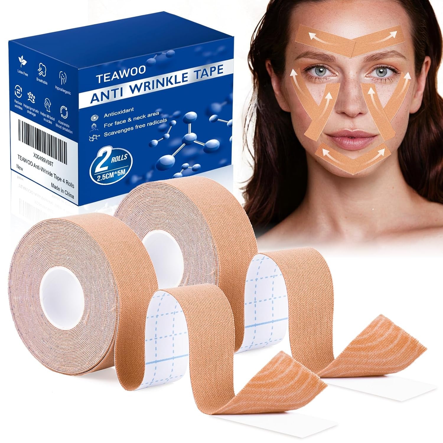2 Rolls anti Wrinkle Face Tape,Facial Myofascial Lift Tape for Skin | Skin Tape for Wrinkles |Wrinkle Tape for Face & Forehead | Facial Tape for Wrinkles | anti Aging Tape for Wrinkles Overnight