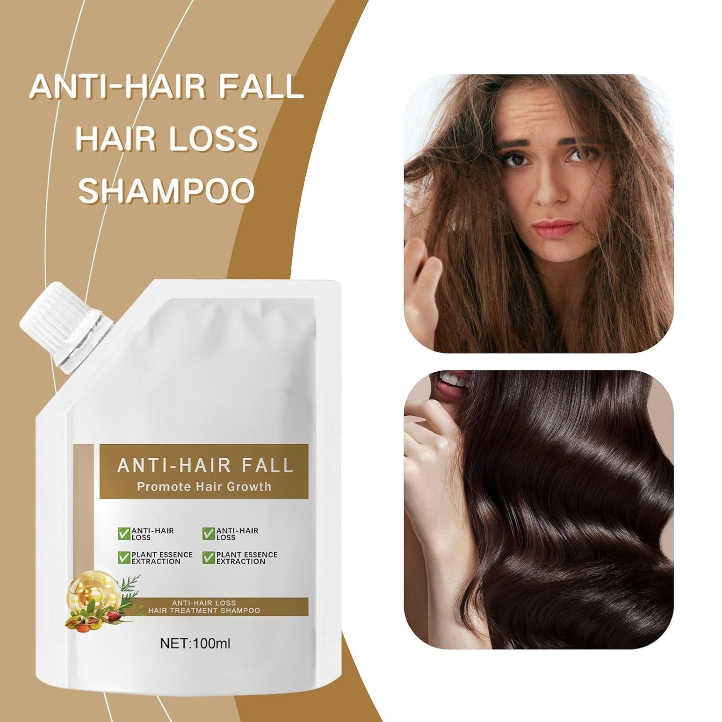 2Pcs Anti-Hair Fall Hair Loss Shampoo, Anti-Hair Fall Promote Hair Growth, anti Hair Loss Shampoo, Moisturizing & Promoting Hair Growth, Suitable for All Hair Types (2PCS)