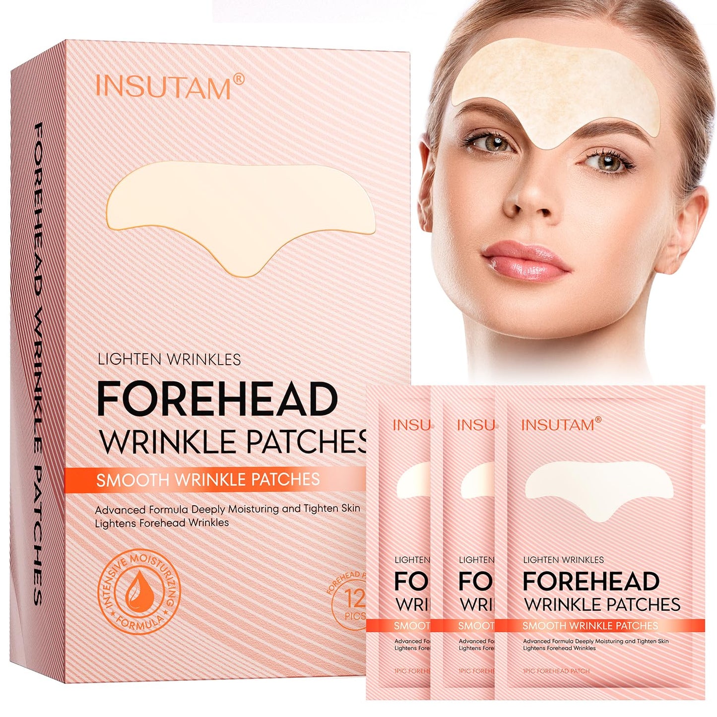 Forehead Wrinkle Patches for Anti-Wrinkles: Overnight Face Wrinkles Patches to Lift Smile Lines for Women (ROSE GOLD)